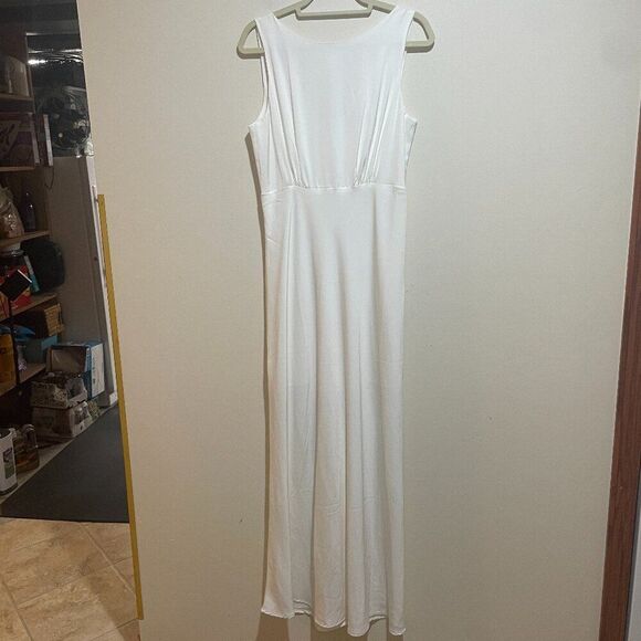 Baltic Born Sz L Molly Mod White Maxi Dress Elegant Timeless Classic Formal - Picture 2 of 11